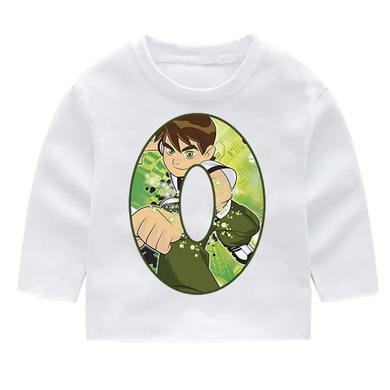 P244-0 Ben 10/Детские Модные хлопковые футболки с длинными рукавами для дня рождения с цифрами детские топы с длинными рукавами, кофта с капюшоном для маленьких девочек - Цвет: P244-0