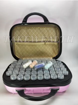 pink 132 Bottles Diamond Painting Cross Stitch Accessories Tool Box Container Diamond Storage Full Square 5D Embroidery Mosaic - Цвет: pink