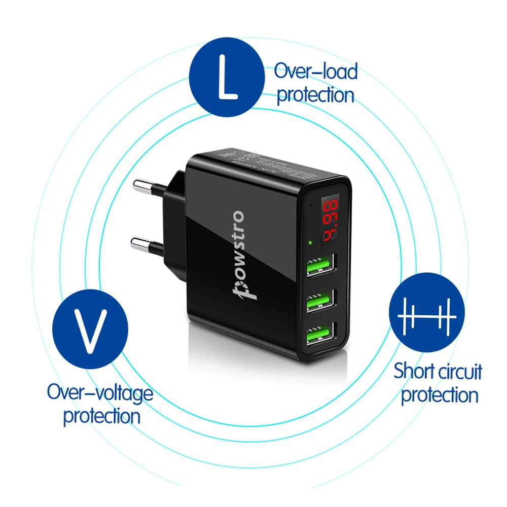 Зарядное устройство для телефона 3 порта USB настенное зарядное дорожный адаптер