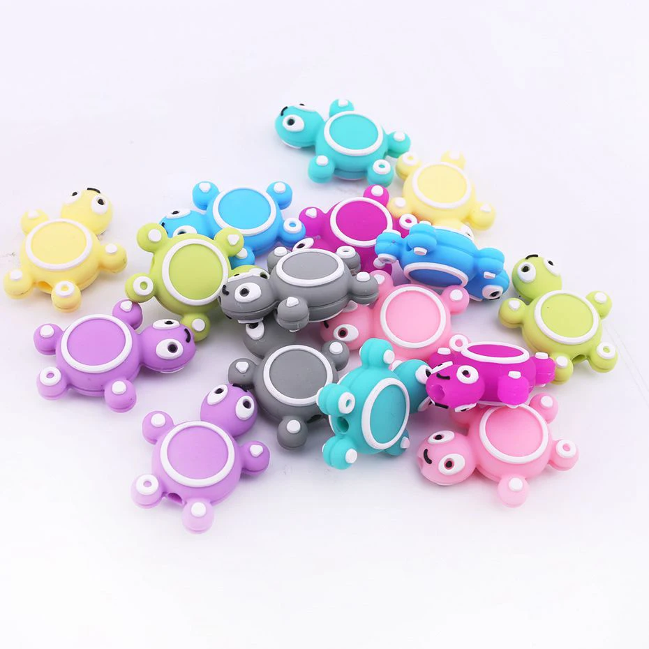 

6pc Silicone Beads Baby Teething Mini Turtle Lovely Mini Tortoise BPA Free DIY Pacifier Chain Clip Chewing Baby Teether Diy Toys