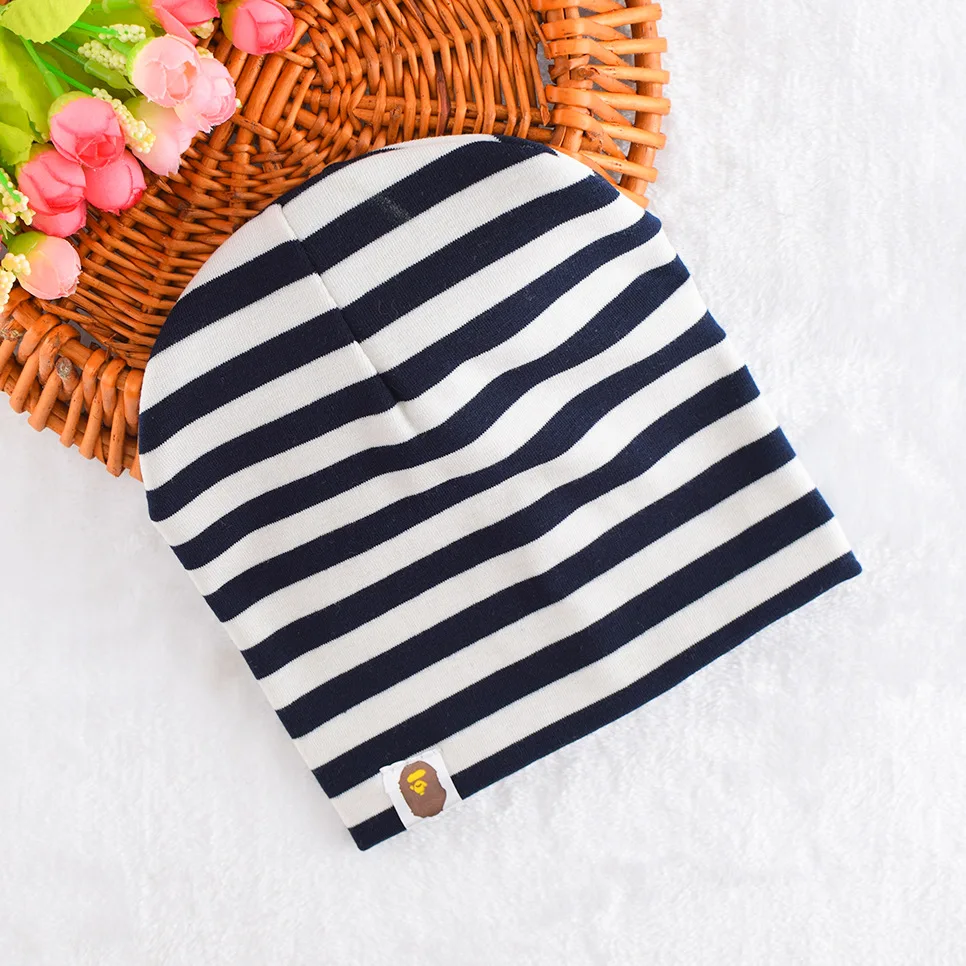 Брендовая детская шапка полосатая хлопковая вязаная Шапка-бини для маленьких