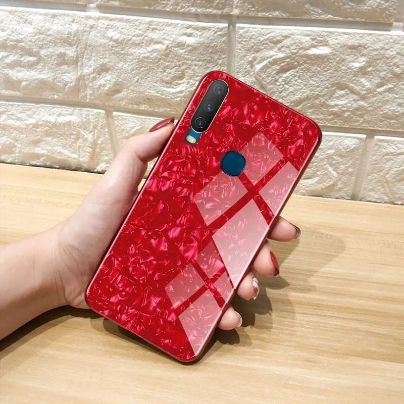 For Vivo Y15 2019 Y 15 Case Luxury Tempered Glass Hard Back Cover Soft Frame Shockproof Phone Skin |