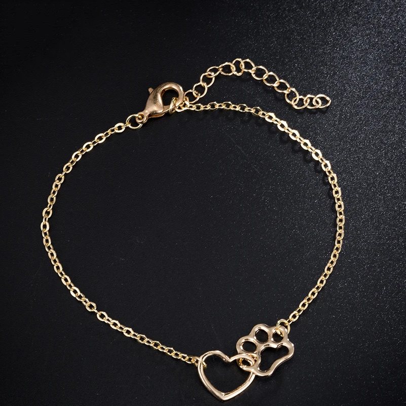 Подарок для нее-милый отпечаток кошачьей лапы Braclet серебряный золотой цвет очаровательные браслеты для пар женщин и детей любимая Мода Ювелирные изделия Подарки На удачу