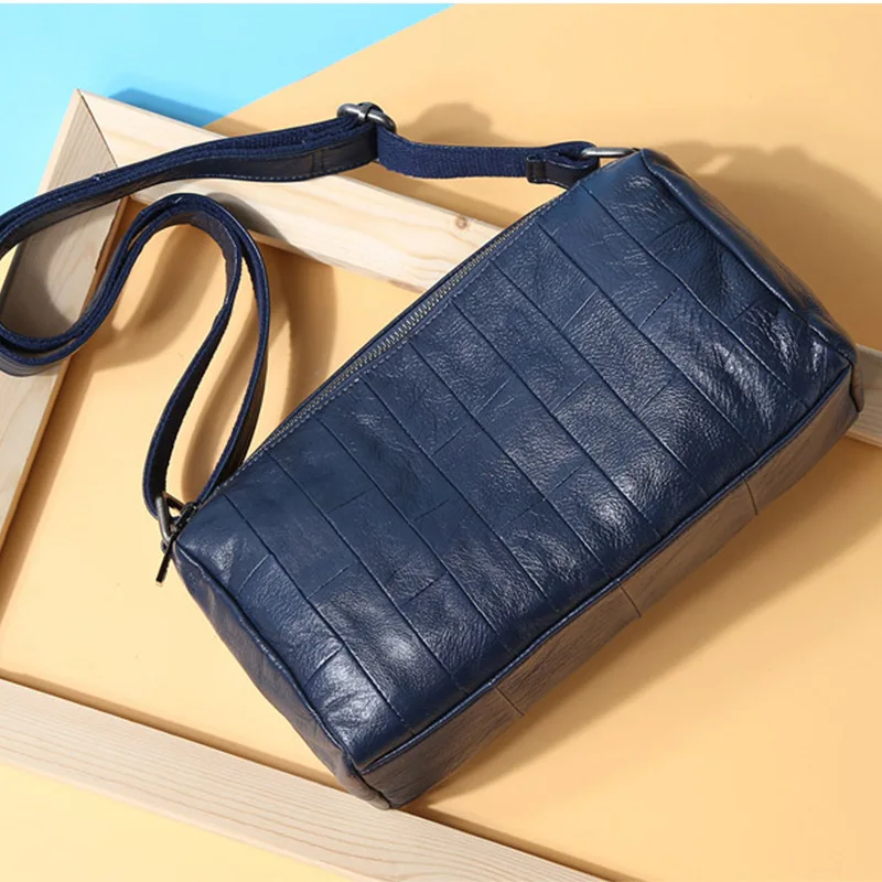 dark blue Новые повседневные Мягкие женские сумки через плечо из натуральной коровьей кожи, сумка-мессенджер для девушек, Женские винтажные сумки на плечо - Цвет: dark blue