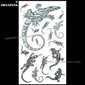 SHNAPIGN черная ящерица, временная татуировка, боди-арт, рука, флеш-татуировка, наклейка s 17*10 см, водонепроницаемая поддельная хна, безболезненная татуировка, наклейка