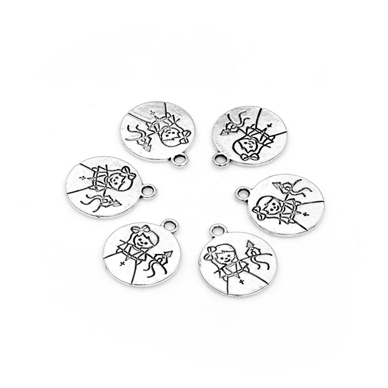 10 шт./лот ожерелье из цинкового сплава Посеребренная маленькая девочка с