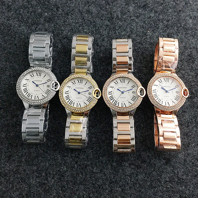 Diamond Dial повседневная женская обувь кварцевые часы CONTENA ежедневно Бизнес дамы наручные часы прочный Роман номер календарь Для женщин часы час