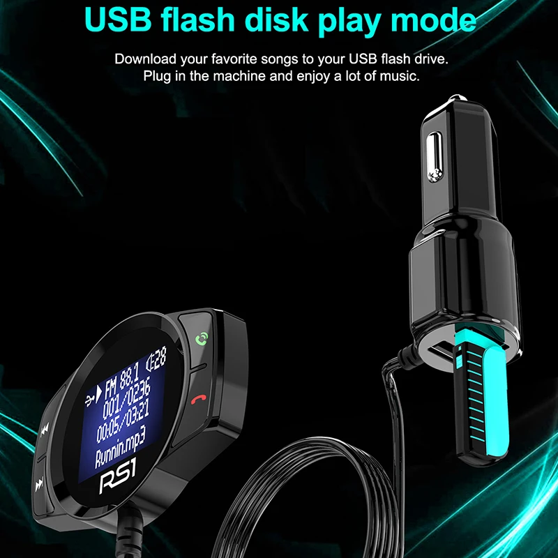 Onever Bluetooth зарядное устройство автомобильный FM модулятор стерео Авто MP3 плеер аудио адаптер fm-передатчик Быстрая зарядка Поддержка U диск TF