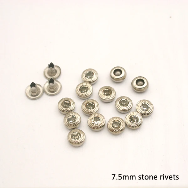 

Wholesale 7.5mm 300sets brass rhinestone rivets arcylic stone rivets nail Silver diamond rivets ZD-012