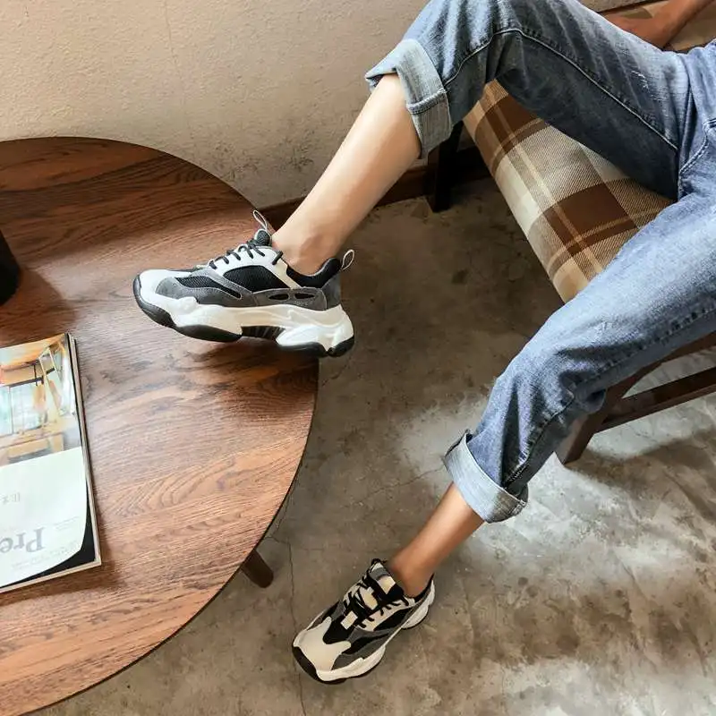 Taoffen/Женская обувь из натуральной кожи дышащая модная повседневная спортивная в