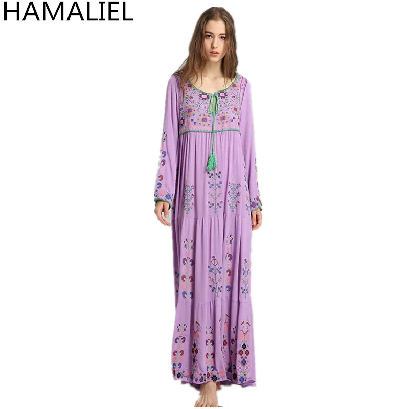 HAMALIEL Новинка 2018 летнее элегантное богемное длинное женское платье фиолетовое