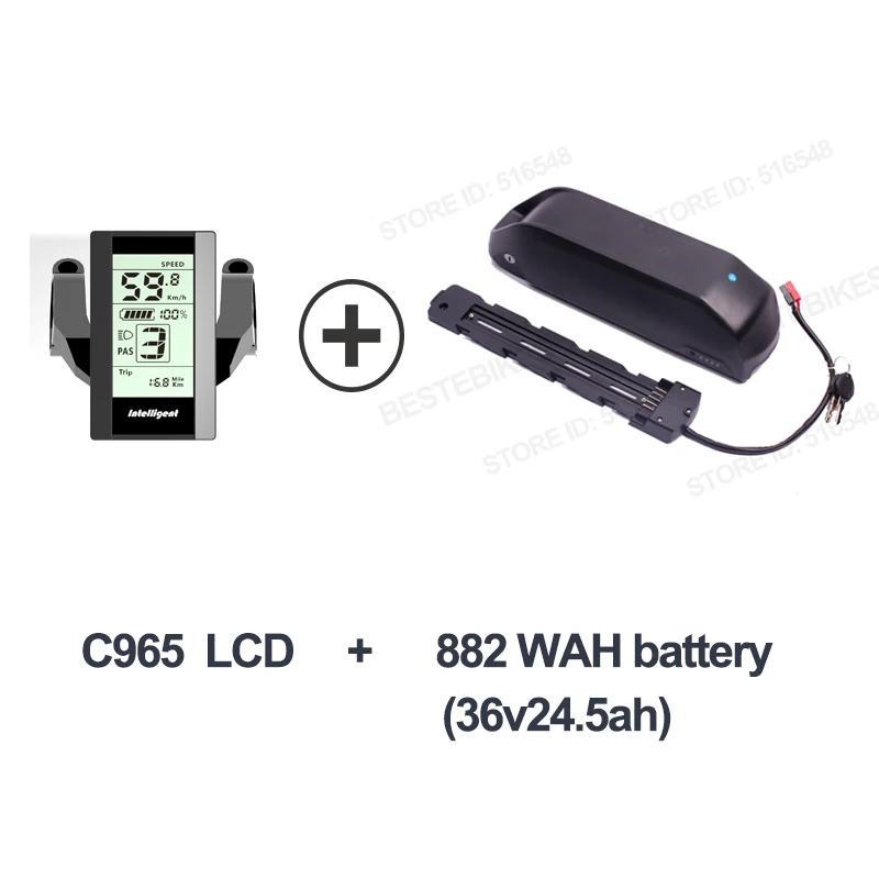 882Wh(24.5ah) C965 Bafang мотор BBS01B BBS01 250W комплект для переоборудования электрического велосипеда мА/ч. аккумулятор фонарь для е-байка 36В 10,4/13/17/24.5ah середине приводной двигатель - Цвет: 882Wh(24.5ah) C965