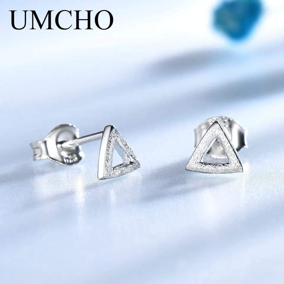 UMCHO, настоящие 925 пробы, серебряные серьги, геометрические, треугольные, простые, модные, вечерние, для женщин, подарки, белые
