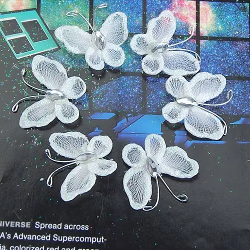 50pcs Sheer Mesh Wire Glitter Butterfly with Gem Home/Weeding/Party Decoration | Дом и сад