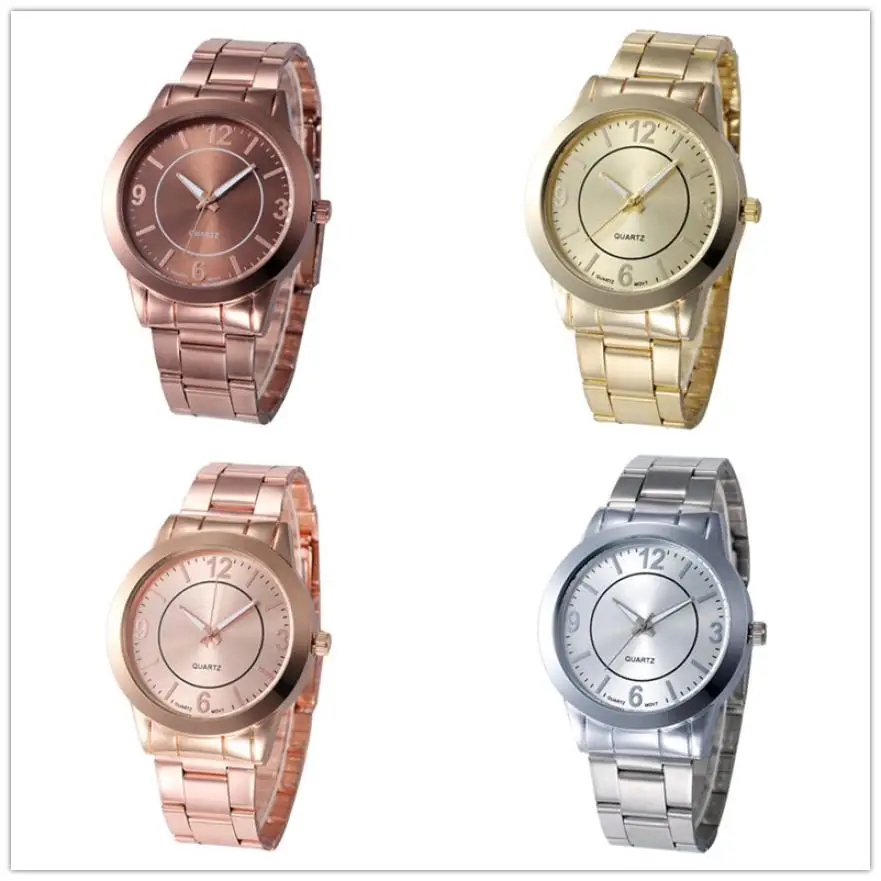 Модные кварцевые часы унисекс с ремешком из нержавеющей стали сплава аналоговым