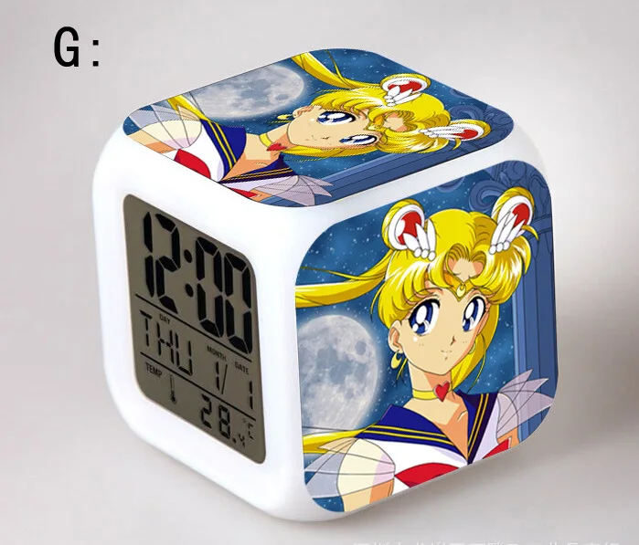 PrettySoldier SailorMoon светодиодный 7 цветов Flash цифровой будильники детский ночной