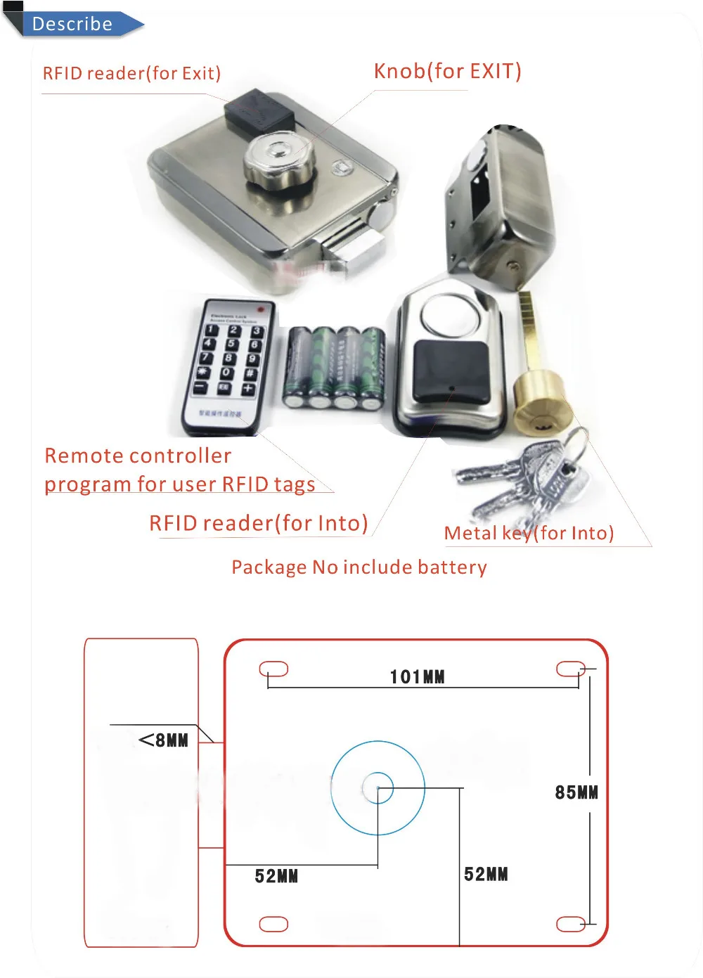 DIY сухая батарея RFID наружный дверной замок s умный электронный беспроводной дверной замок с 1 пультом дистанционного управления