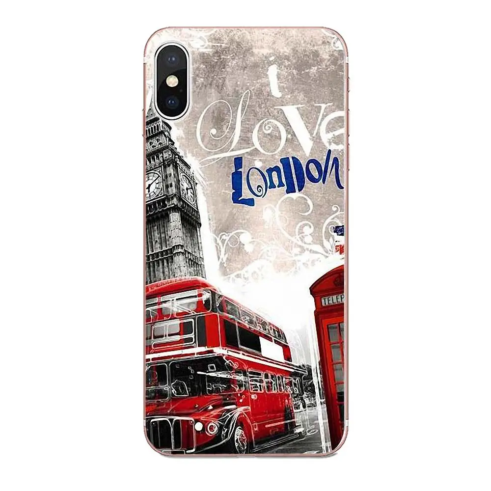 Мягкий модный Чехол для мобильного телефона London Big Ben Bus Samsung Galaxy Note 5 8 9 S3 S4 S5 S6 S7 S8 S9