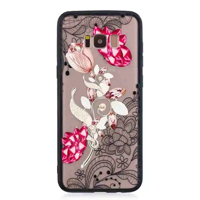 Для Samsung S8 edge 3D рельефный кружевной Цветочный чехол для телефона с бесплатными