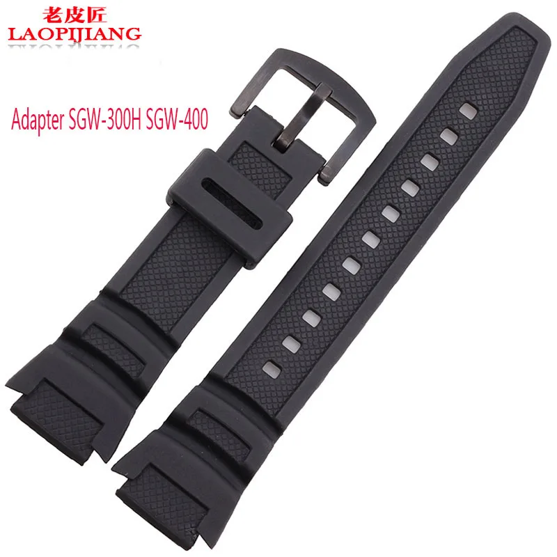 Laopijiang 25x18мм черный ремешок для часов адаптер casio SGW 400 300H мужских силиконовых с