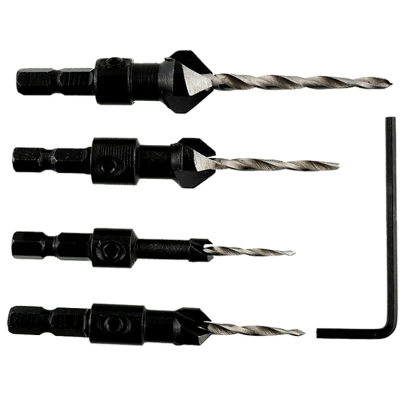 4 шт./компл. высокое качество HSS Power Groove Countersink шестигранный хвостовик конические