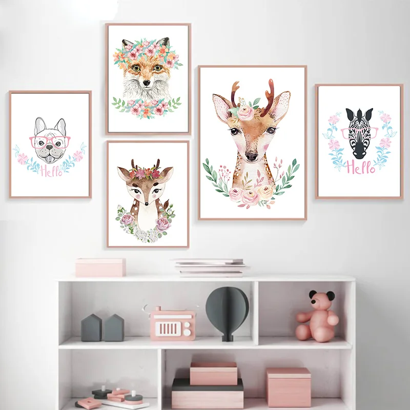 Скандинавский жираф слон панда Тигр Лев Олень постеры с медведями и репродукции
