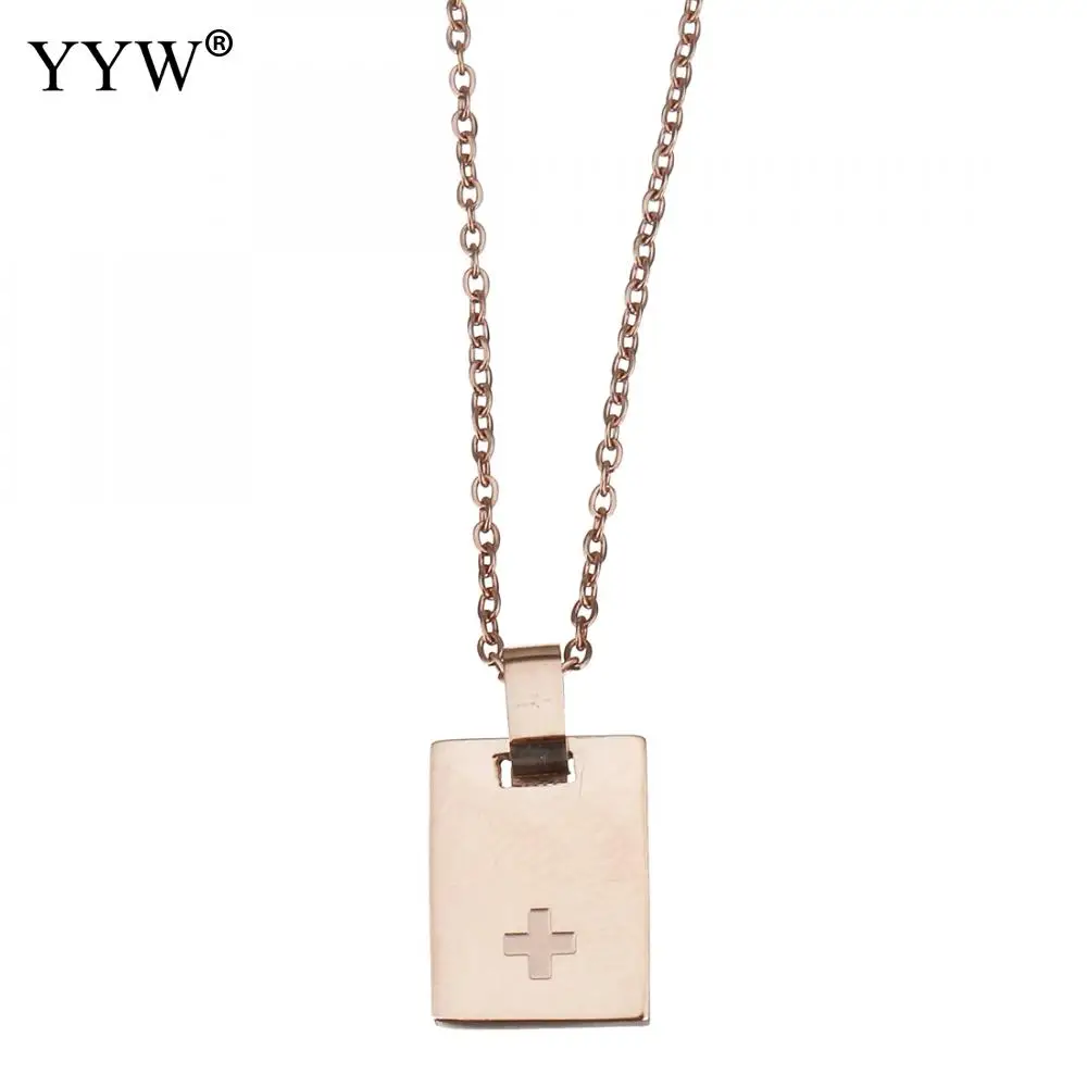 

Stainless Steel Pendant Necklace Jewelry Wholesale Jewelry Square Shape Pendant Rose Gold Color Plated for Woman Gift 9x12mm1mm