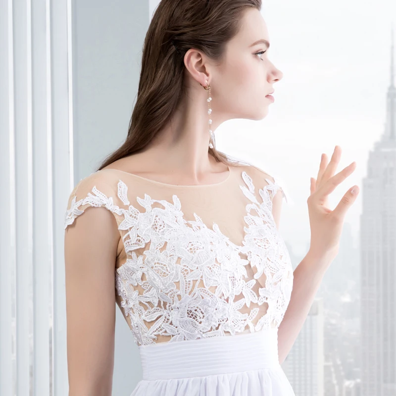 Женское шифоновое свадебное платье винтажное кружевное невесты с аппликацией и