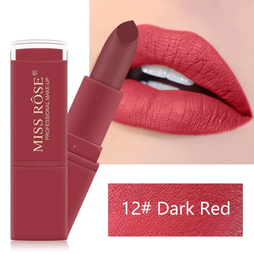 Miss rose Cosmetics, новинка, помада, матовая, стойкая, для женщин, макияж, водостойкая, пигмент, розовый, телесный, матовая, фирменная помада, макияж - Цвет: 12