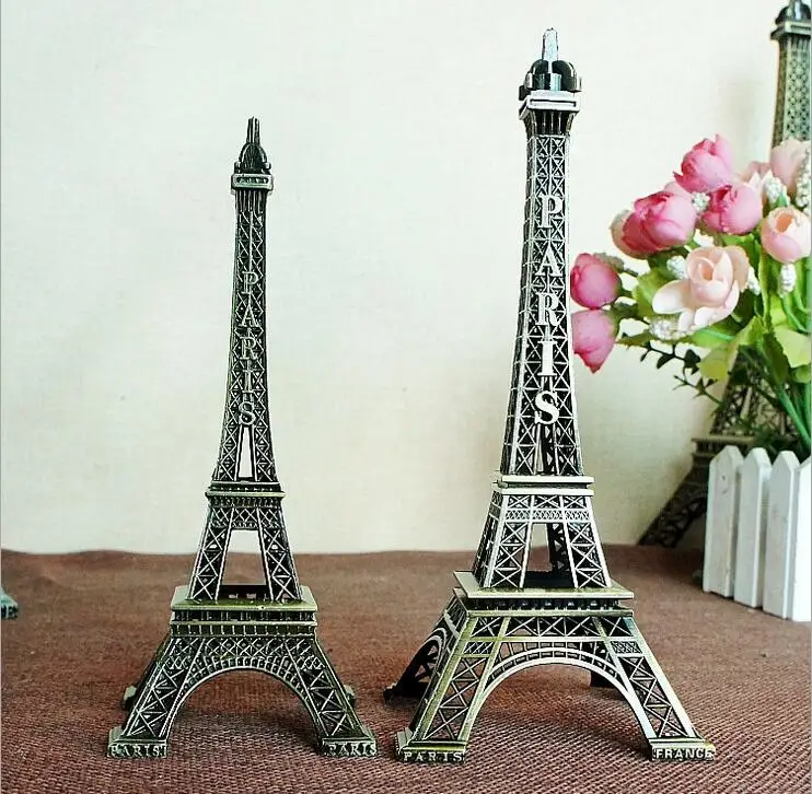

Pure Metal 15-18-25cm Crafts Eiffel Tower Building Ornaments Souvenir Home Decors Figurine Statue Model with Paris Tower Logo