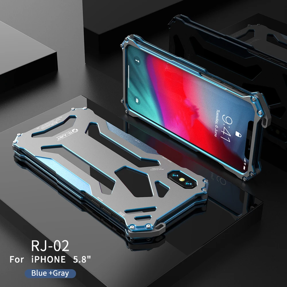 R-JUST сверхмощный металлический чехол противоударный для Apple iPhone X XS 5 8 &quotXR MAX 6