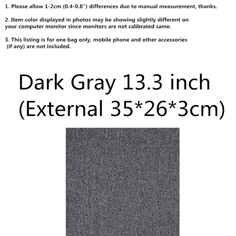 Dark Gray 13.3 inch Сумка для ноутбука Macbook Air Pro retina 11 12 13 14 15 15,6 дюймов чехол для ноутбука чехол для планшета Xiaomi Air hp Dell - Цвет: Dark Gray 13.3 inch