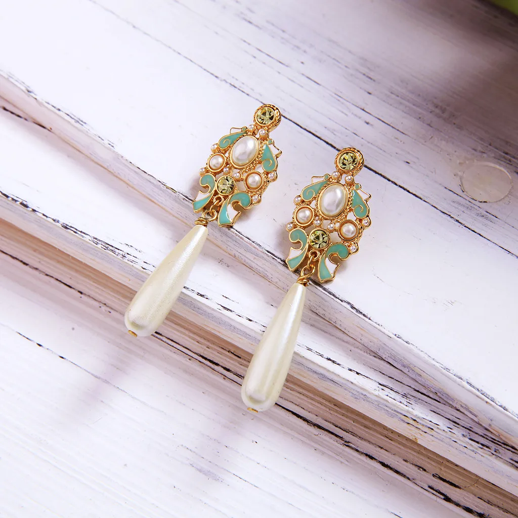 Creative Small Fresh Geometric Drop Peal Gem Crystal Earrings Ladie Jewelry Gift | Украшения и аксессуары