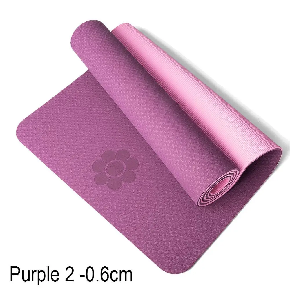 Purple 2 Коврик для йоги один двойной цвет нескользящий тпе упражнения для занятий спортом, пилатеса коврик для Фитнес тренажерный зал дома безвкусный Pad 6 мм/8 мм - Цвет: Purple 2