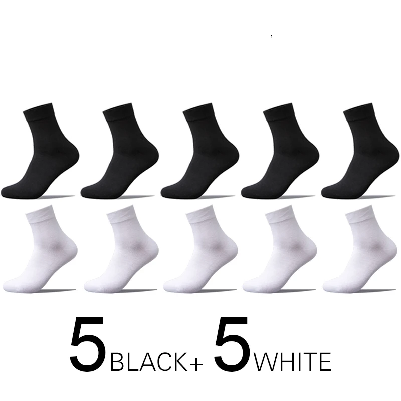 5 black 5 white Мужские носки s 100 хлопок стиль осень зима размера плюс теплые носки мужские 10 пар бизнес платье длинные носки для мужчин подарок - Цвет: 5 black 5 white