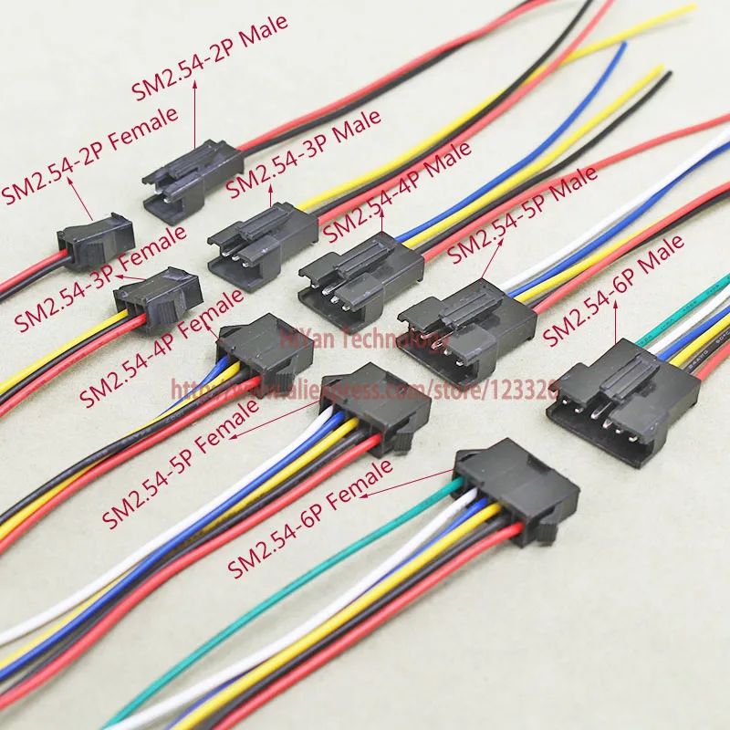 SM2.54 SM 2 54 мм Шаг 2Pin разъем штекер и с 1007 24AWG электронный провод кабель|sm plug|pitch
