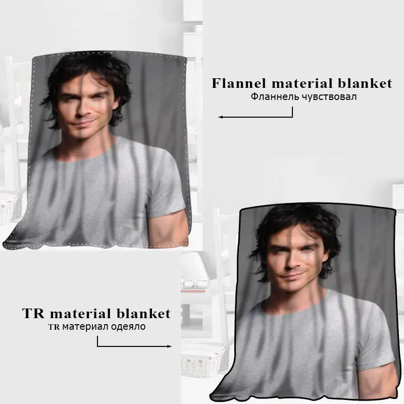 Оригинальное одеяло Ian Somerhalder TR/Фланелевое флисовое тканевое Новогоднее