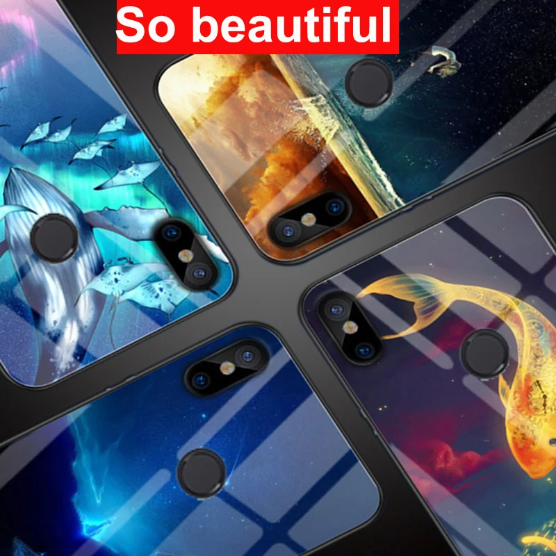 Для Xiaomi mi A2 мобильный чехол для телефона из закаленного стекла жесткий задняя