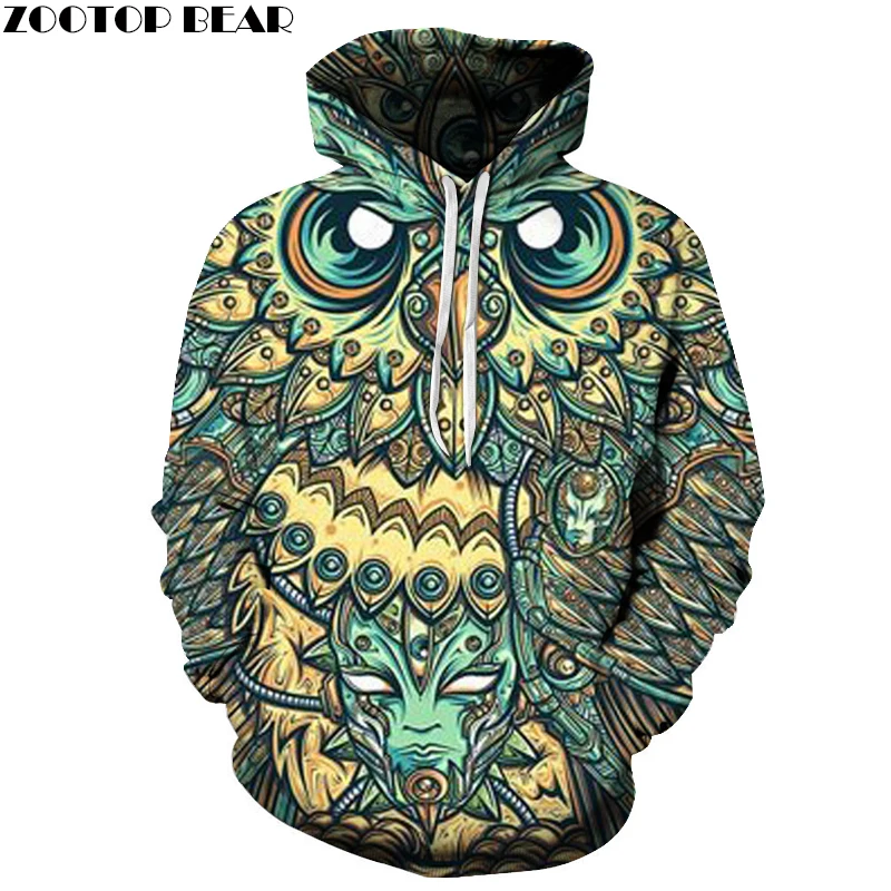 God owl Of Dreams 3D толстовки мужские брендовые 6XL качественные пуловеры с капюшоном Jakcets