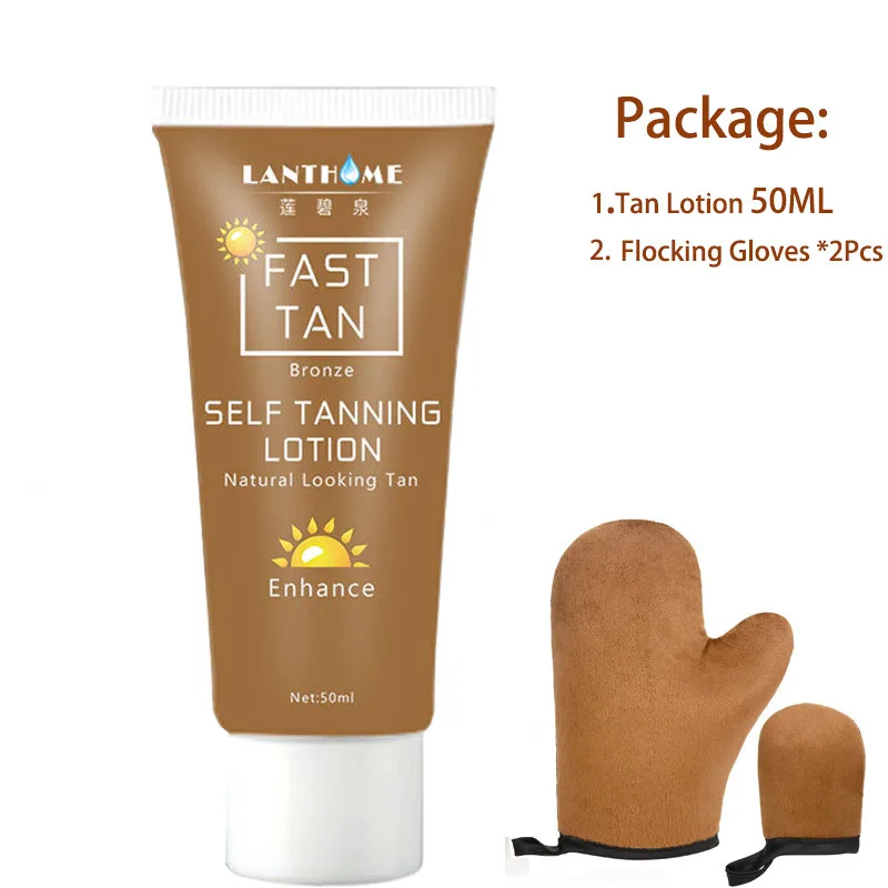 50 мл Быстросохнущий Бронзовый лосьон для загара с флокирующими перчатками
