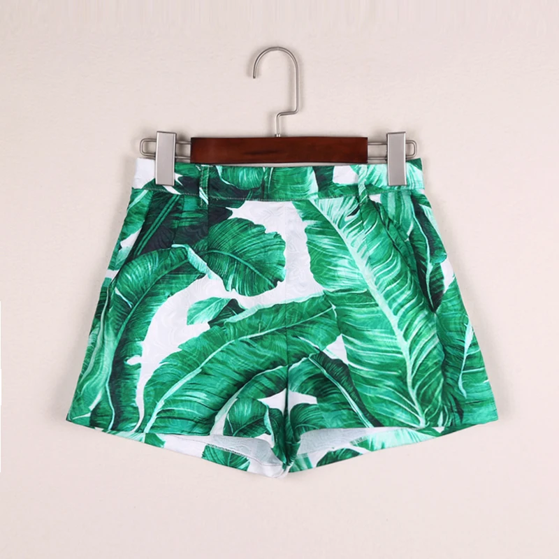 Женские короткие брюки на заказ модельные повседневные шорты с принтом зеленых