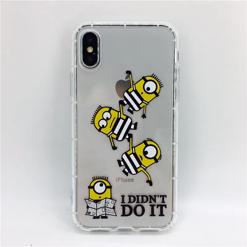 Newest for iPhone X 8 6 6s 7 plus phone cases Cute cartoon Emboss Despible Me 3 Minions soft TPU air-pressure back cover |