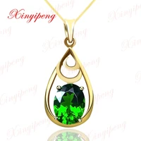 fine jewelry green color jewelry women 18 k yellow gold inlaid 100 natural diopside pendant