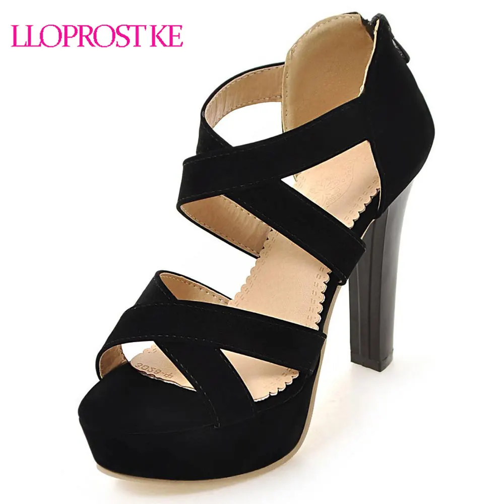 

Lloprost ke Women Sandals Square High Heel Platform Peep Toe Summer Back Zipper Women Shoes Ladies Party Shoes Size 32-43 MY745