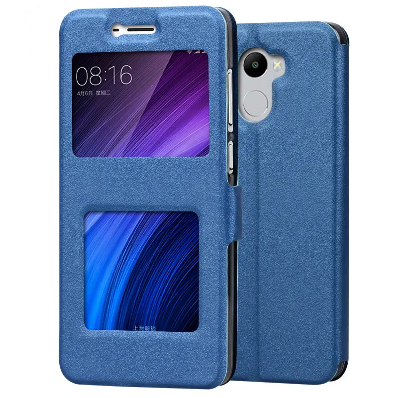 Xiaomi redmi 4 pro Простые case Smart View Окна PU Кожа Case Для Стенд Раскладной Телефон Обложка Free