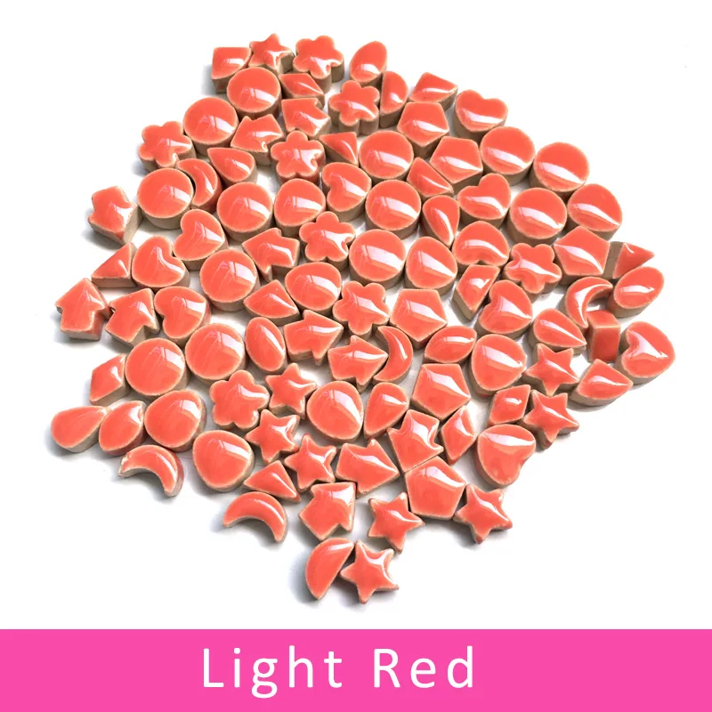 Light Red 100 г 1 см маленькая звезда, луна, цветок, керамическая декоративная мозаичная вставка, необычное керамическое украшение, сделай сам, мозаичный материал, художественное ремесло - Цвет: Light Red