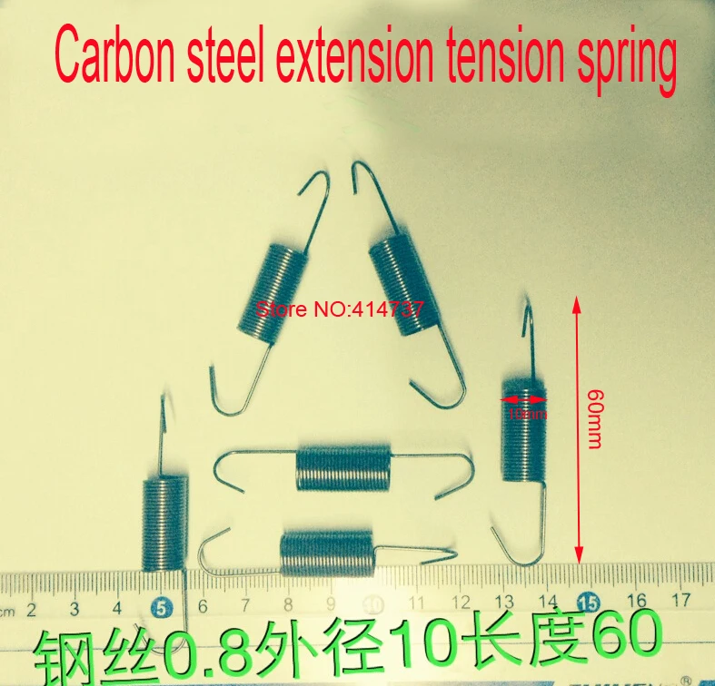 

20pcs/lot 0.8*10*60mm 0.8mm wire Carbon steel extension tension spring springs