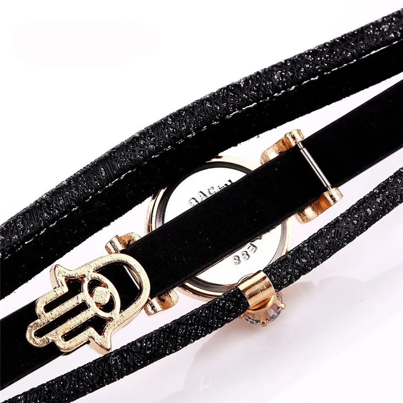 Black Fashion Woman Watches Crystal Faux Leather Strap Band Analog Quartz Wrist Watch Bracelet Female Clock Reloj Mujer C3 | Наручные