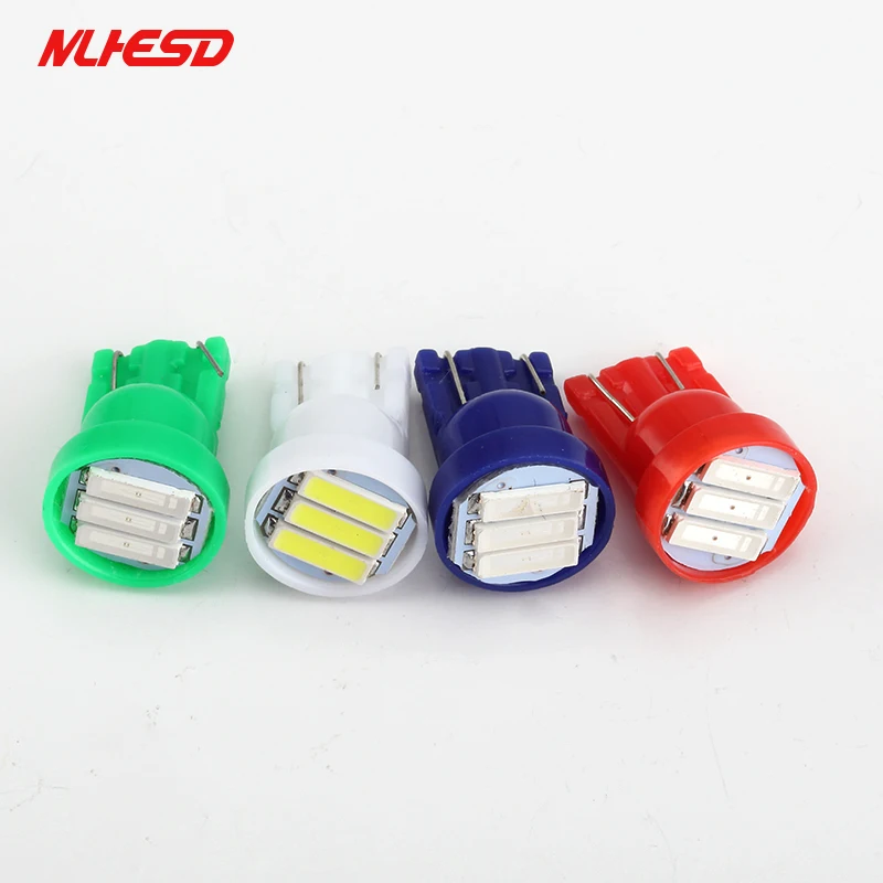 500 шт. T10 3 SMD 7014 светодиодный 3SMD 7020 Вт белого и синего цвета красный зеленый W5W Клин