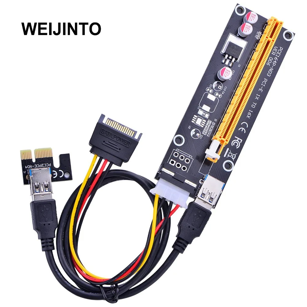 4 шт. PCIe 4-контактный 16x до 1x блок питания ed Riser адаптер карты 60 см USB 3 0 кабель и PCI-E